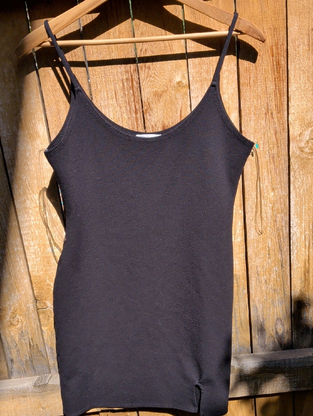Haley And June Black Spaghetti Strap Tank Dress- Women's Classic Layering Cami